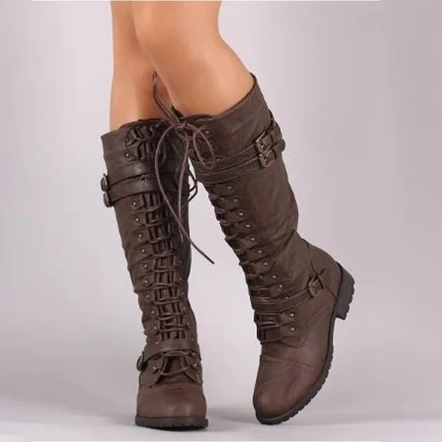 Retro Schnürstiefel mit Schnalle: Warme, bequeme Winterstiefel
