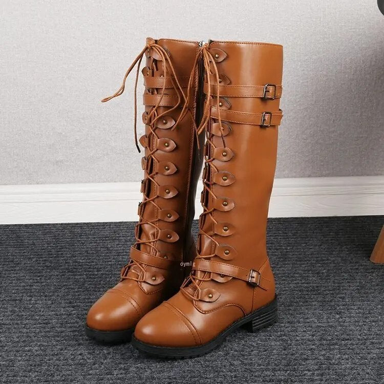 Retro Schnürstiefel mit Schnalle: Warme, bequeme Winterstiefel
