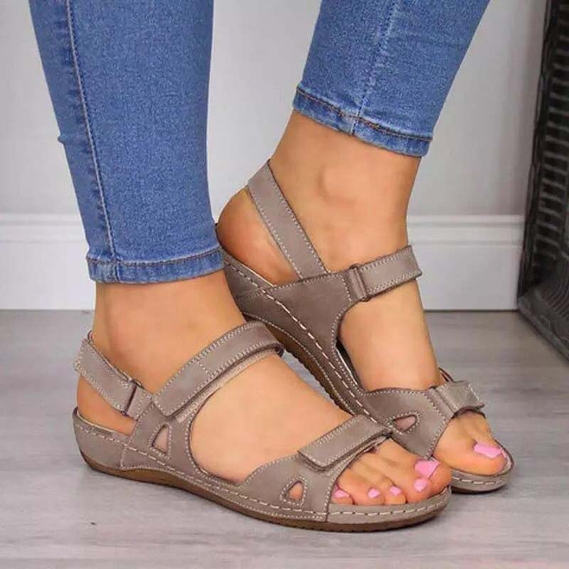 Orthopädische Damensandalen mit Klettverschluss