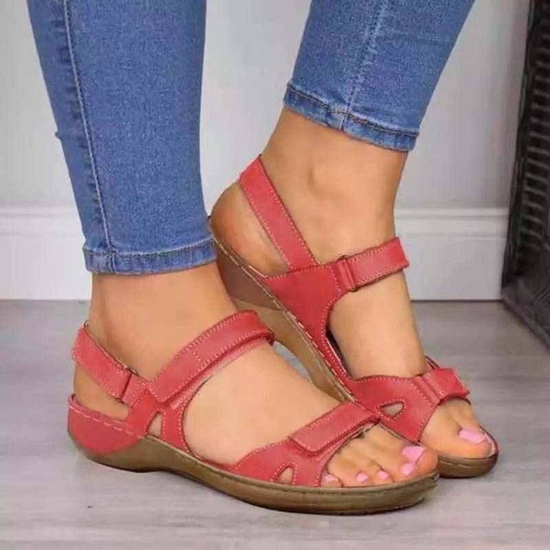 Orthopädische Damensandalen mit Klettverschluss