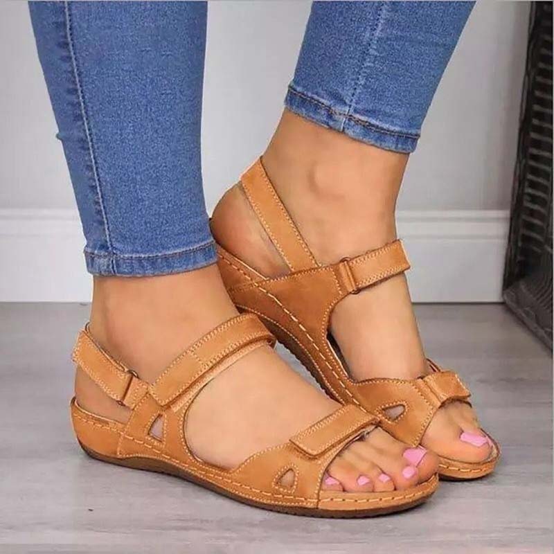 Orthopädische Damensandalen mit Klettverschluss