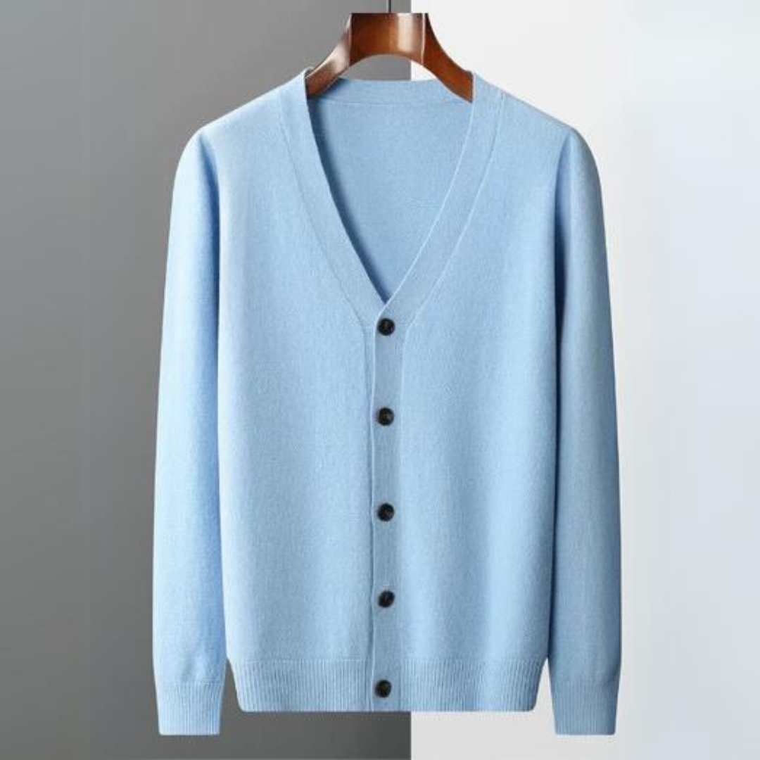 Leichte Kaschmir Strickjacke mit V-Ausschnitt