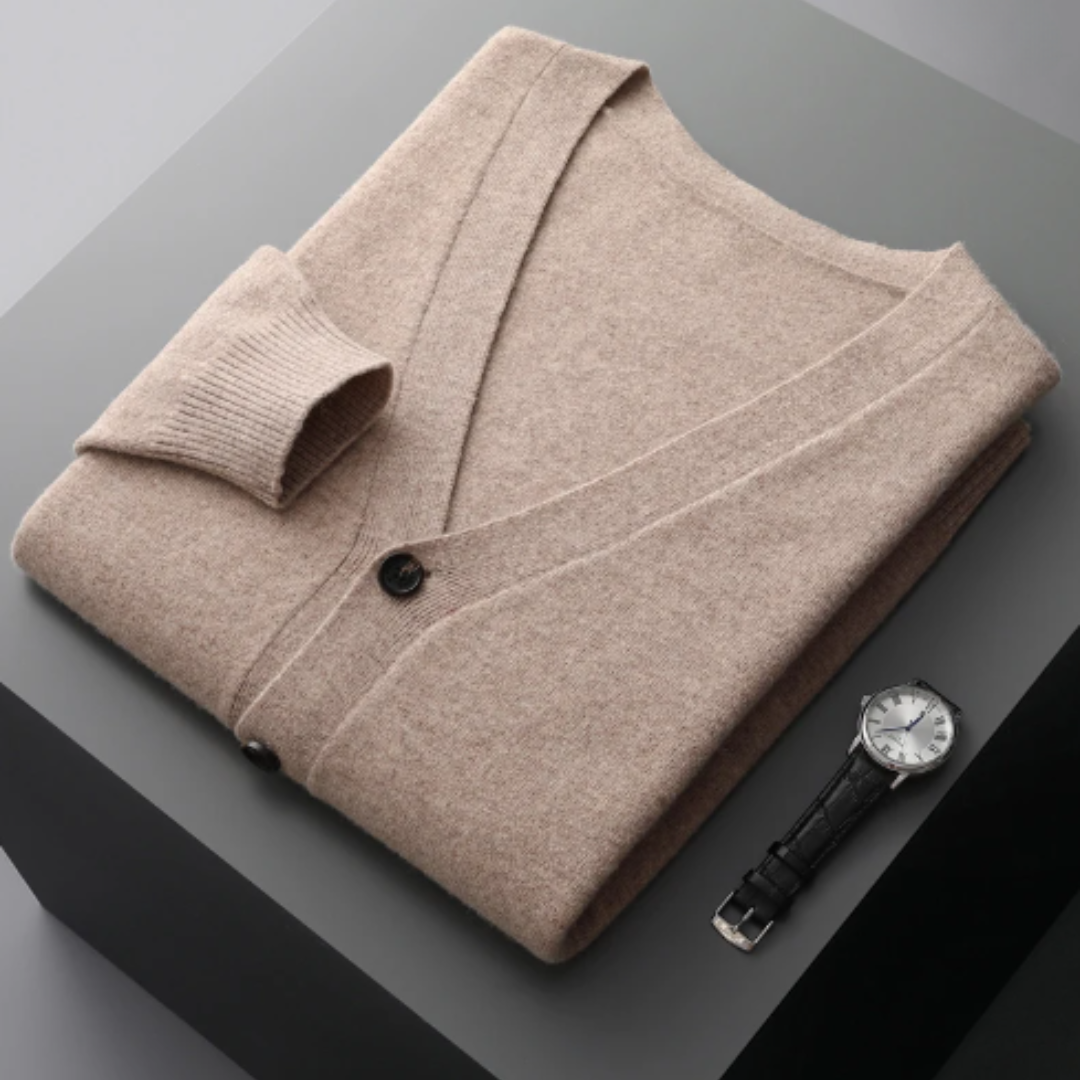 Leichte Kaschmir Strickjacke mit V-Ausschnitt