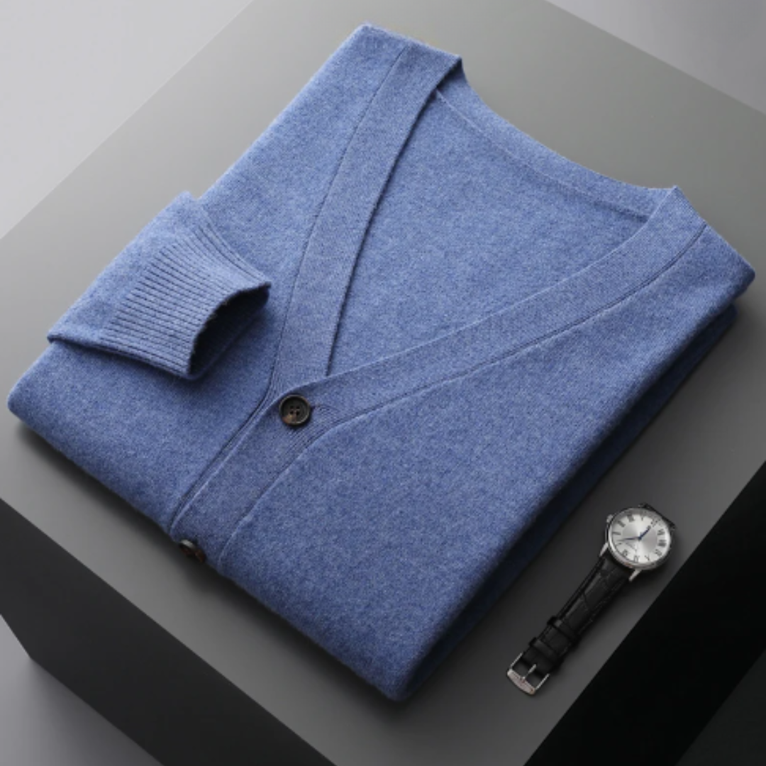 Leichte Kaschmir Strickjacke mit V-Ausschnitt