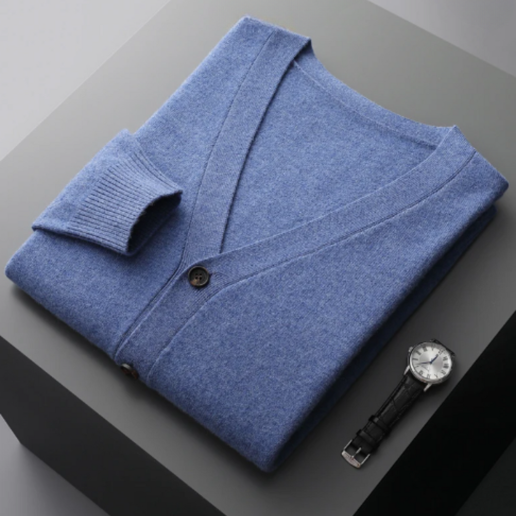 Leichte Kaschmir Strickjacke mit V-Ausschnitt
