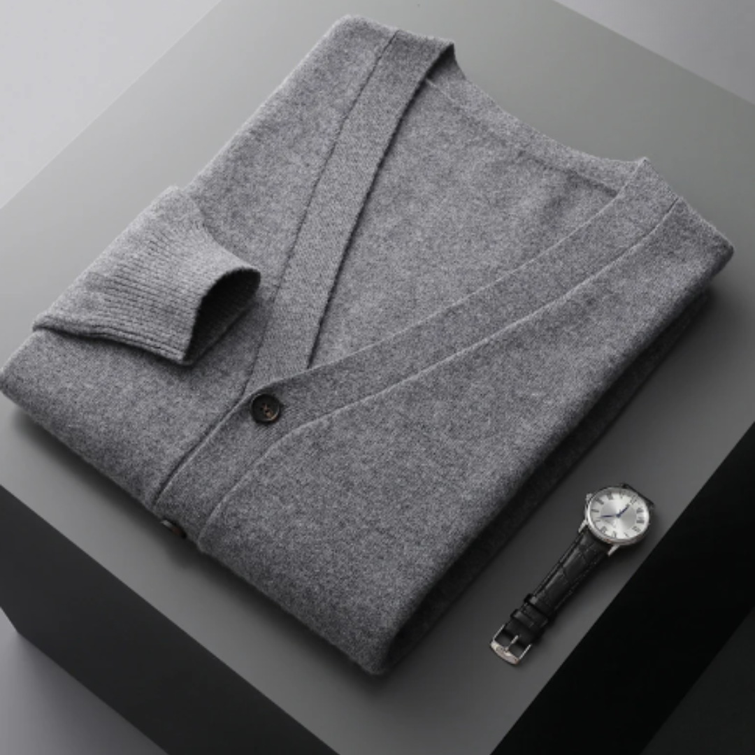 Leichte Kaschmir Strickjacke mit V-Ausschnitt