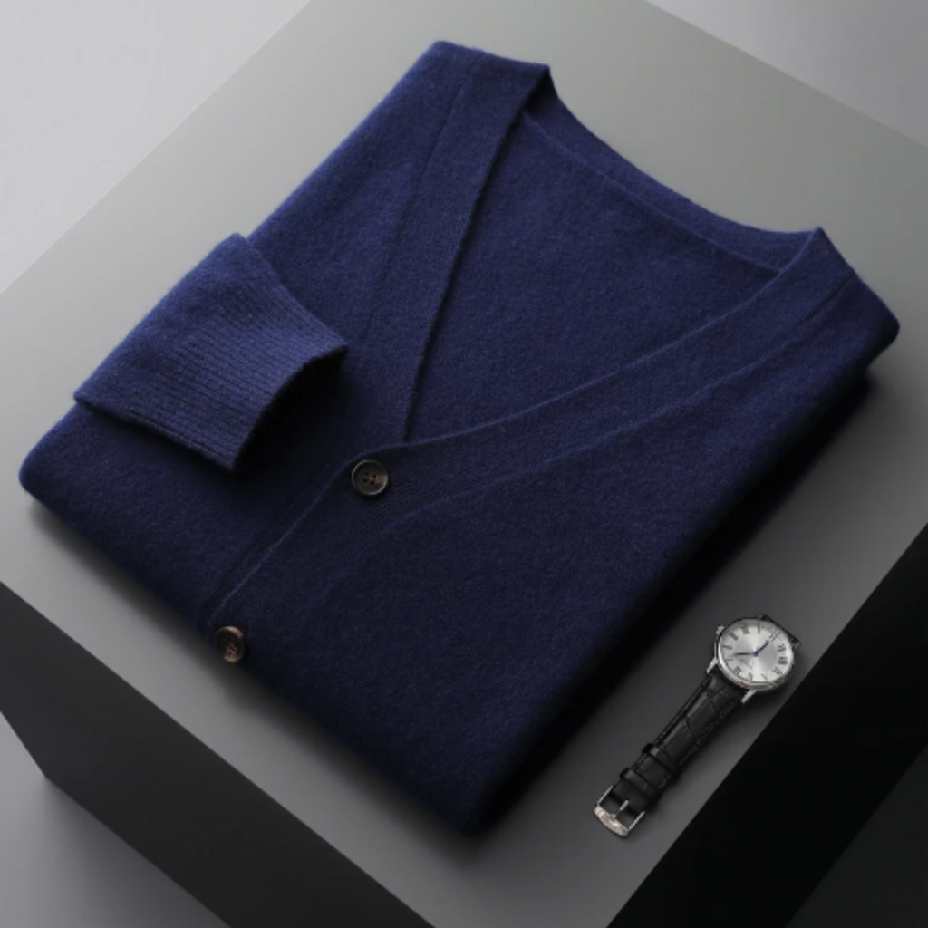 Leichte Kaschmir Strickjacke mit V-Ausschnitt
