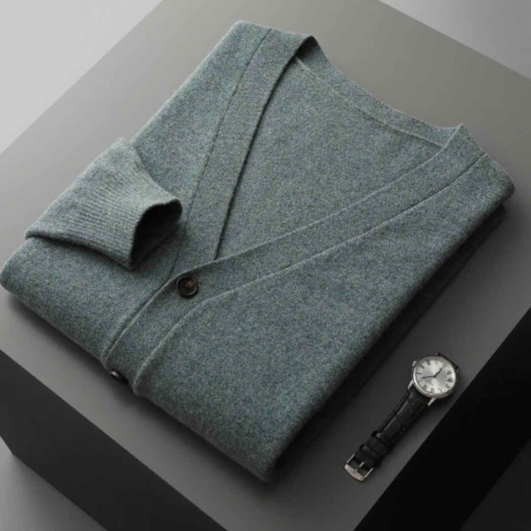 Leichte Kaschmir Strickjacke mit V-Ausschnitt