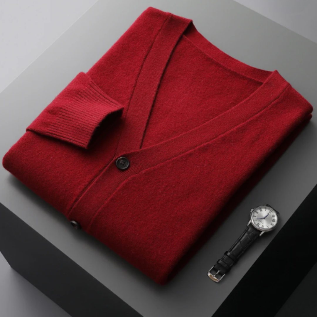 Leichte Kaschmir Strickjacke mit V-Ausschnitt