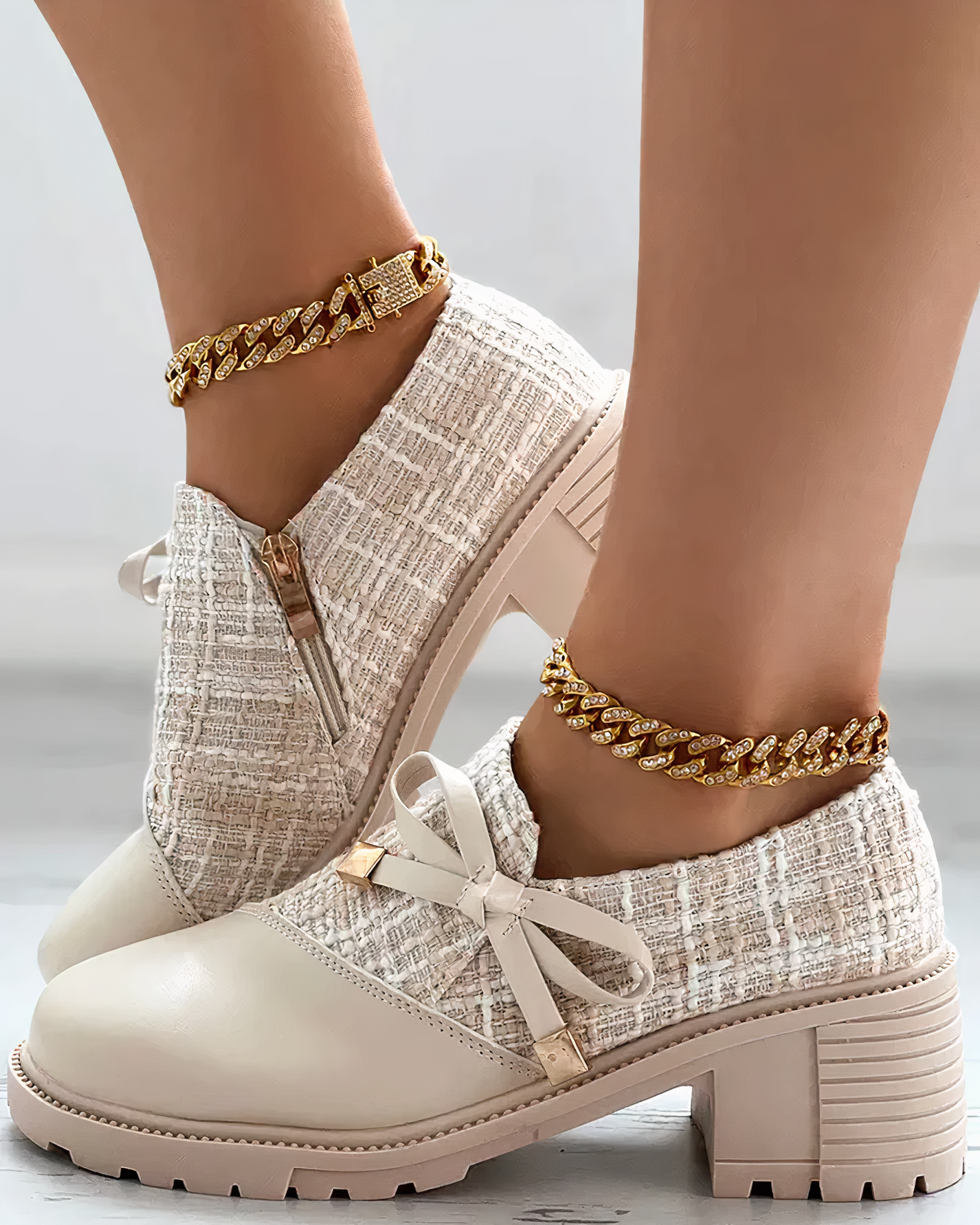 Damen Loafer mit Absatz und Spitze