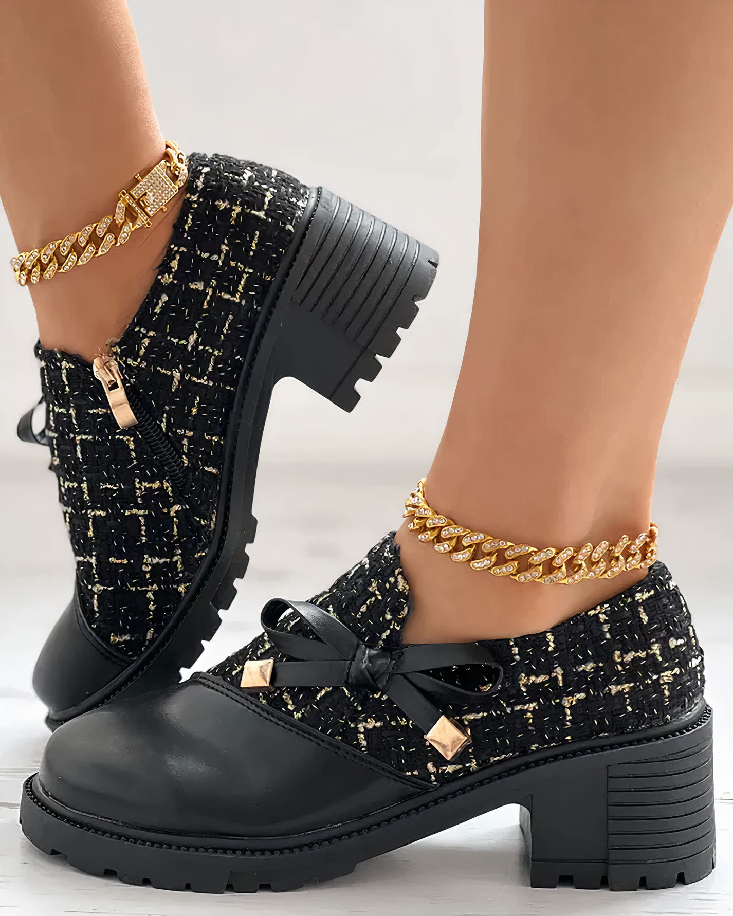 Damen Loafer mit Absatz und Spitze