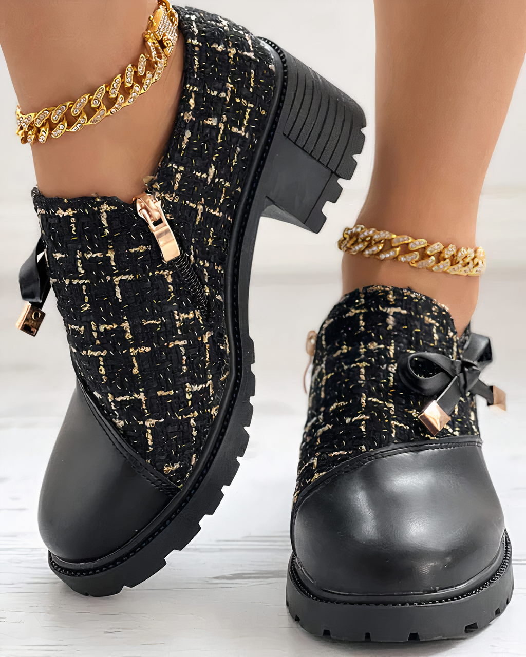 Damen Loafer mit Absatz und Spitze