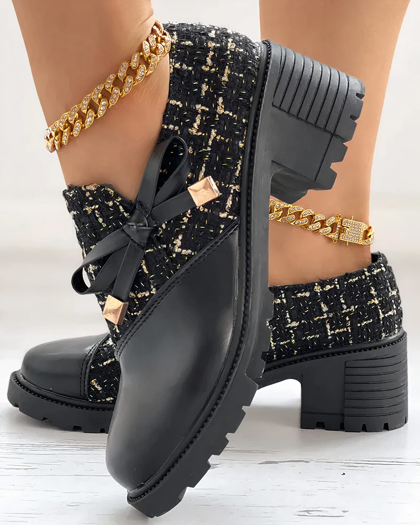 Damen Loafer mit Absatz und Spitze