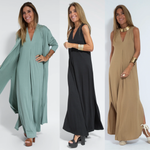 Schwarzes Kleid + Weste in Weiß