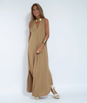 Kaffeefarbenes Kleid + Weste in Schwarz