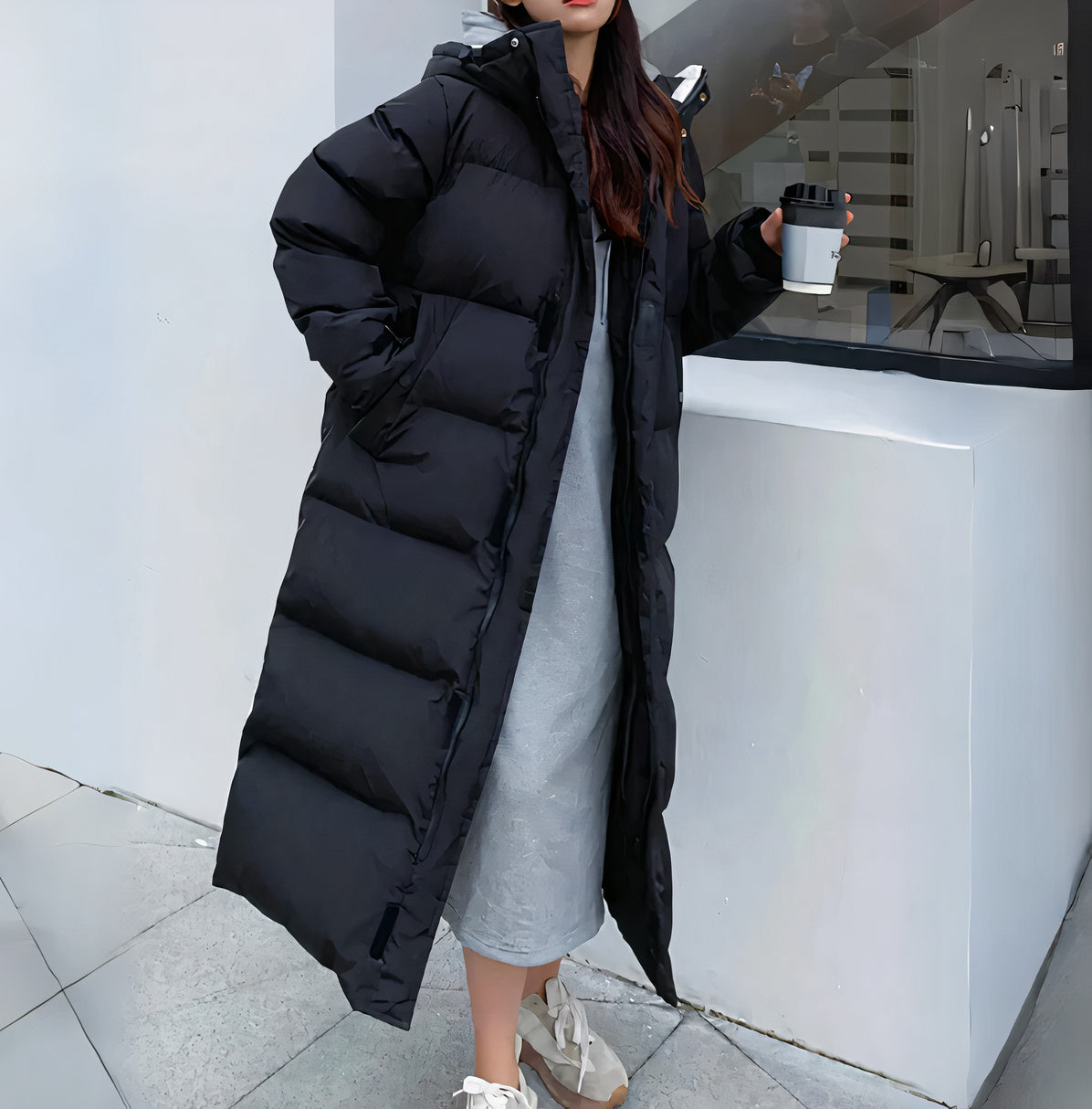 Wasser- und winddichte Damen Winterjacke Lang