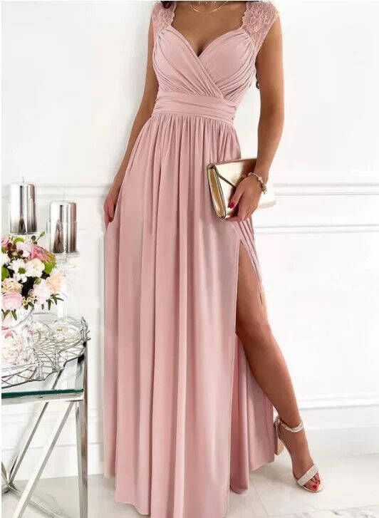 Damen Abendkleid V-Ausschnitt Rüschendetails