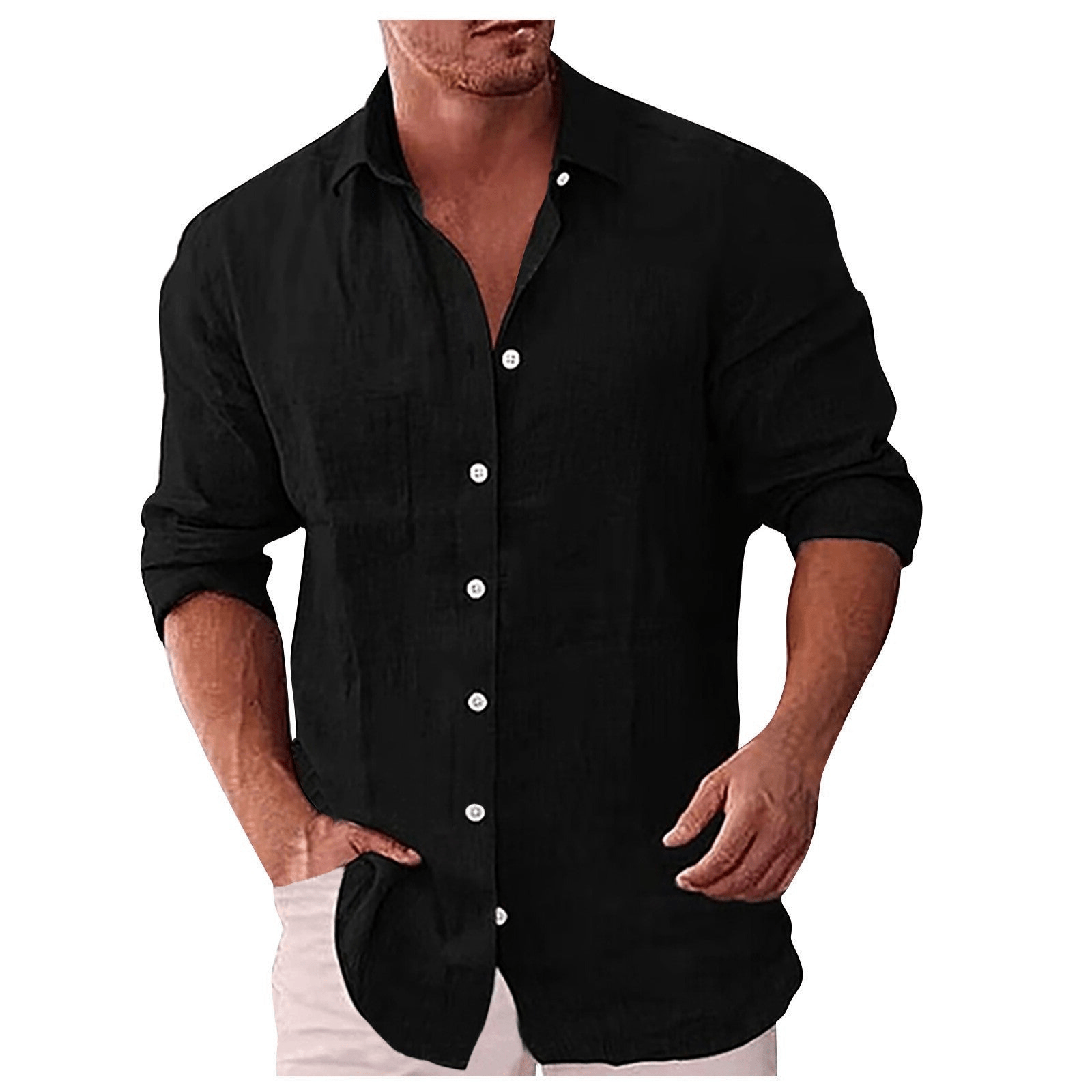 Herren Leinenhemd mit Umlegekragen - lässig & elegant