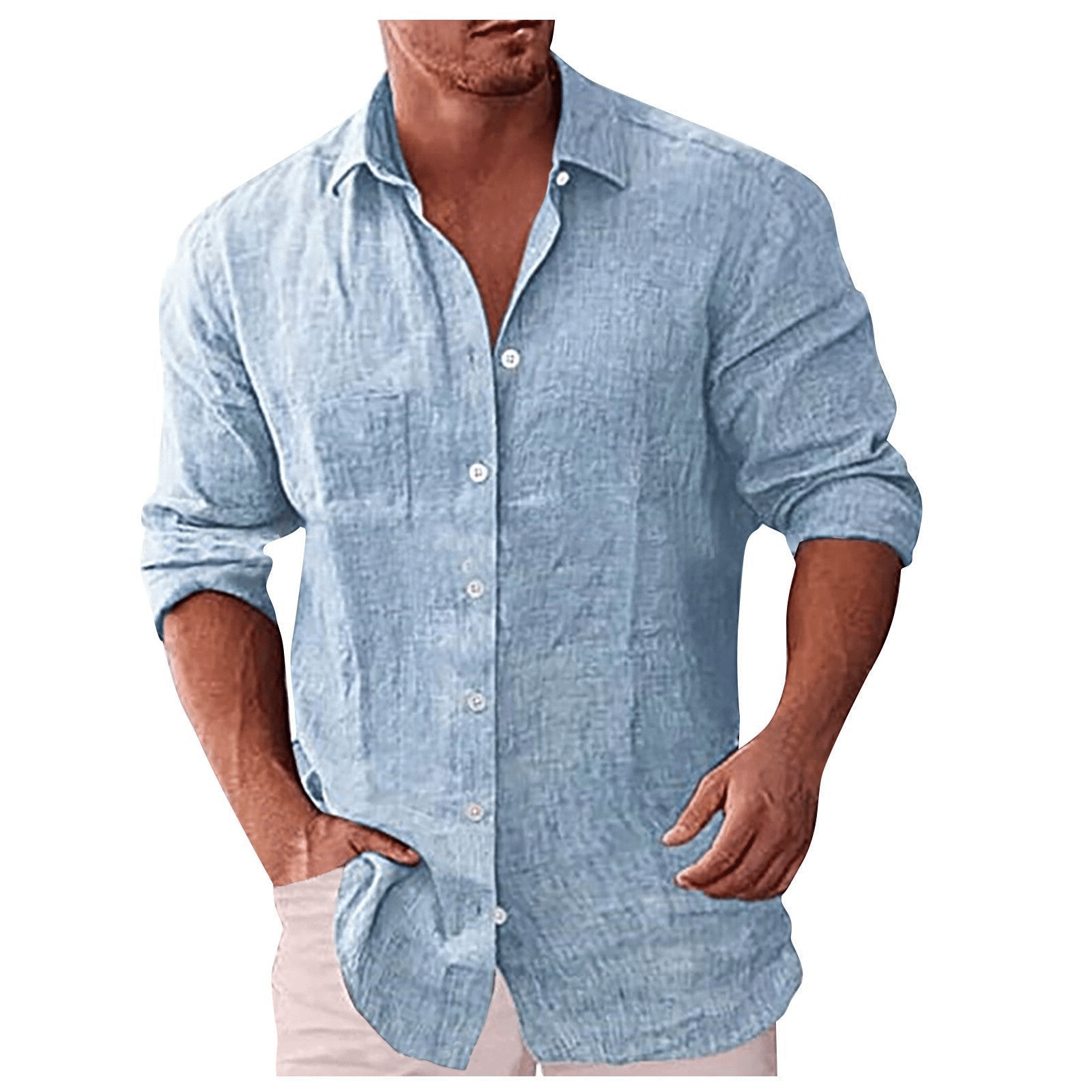 Herren Leinenhemd mit Umlegekragen - lässig & elegant