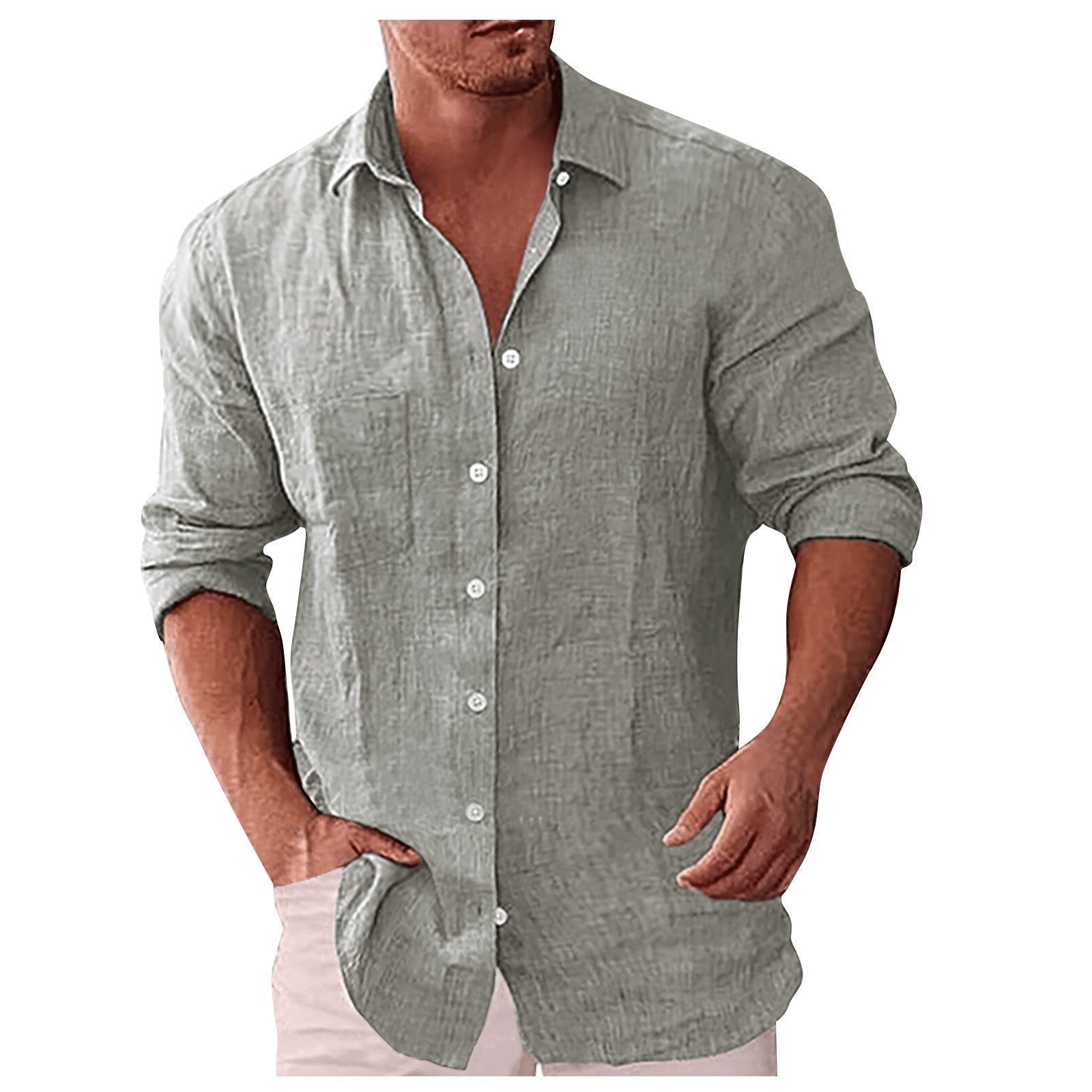 Herren Leinenhemd mit Umlegekragen - lässig & elegant