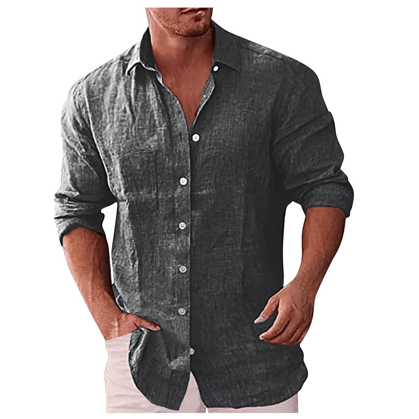Herren Leinenhemd mit Umlegekragen - lässig & elegant