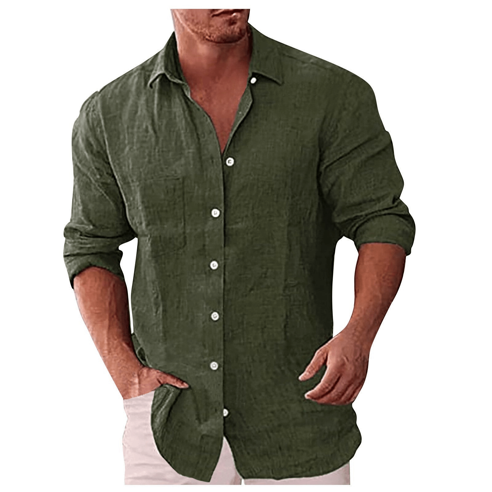 Herren Leinenhemd mit Umlegekragen - lässig & elegant