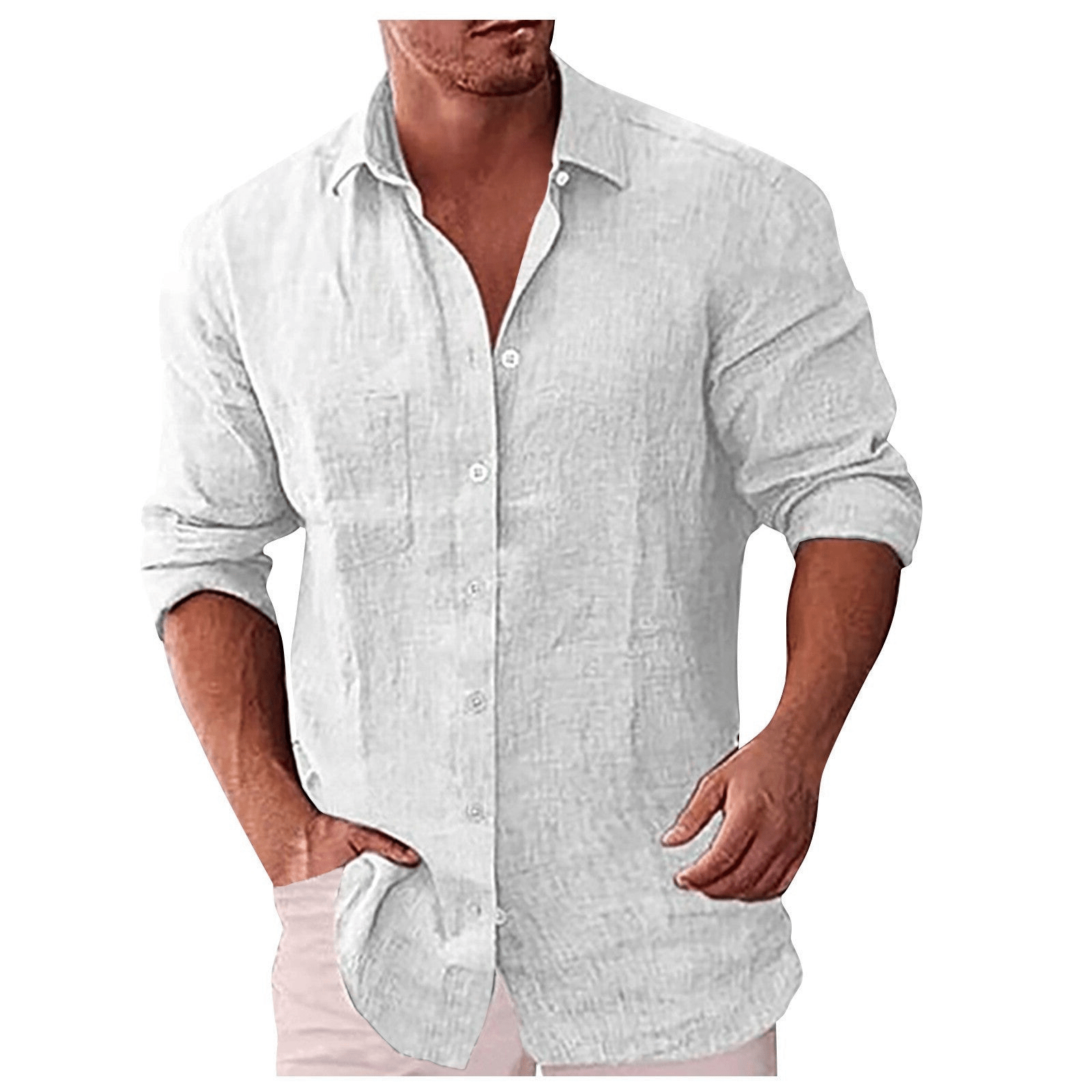 Herren Leinenhemd mit Umlegekragen - lässig & elegant