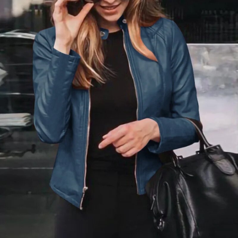 Glatte Kunstlederjacke