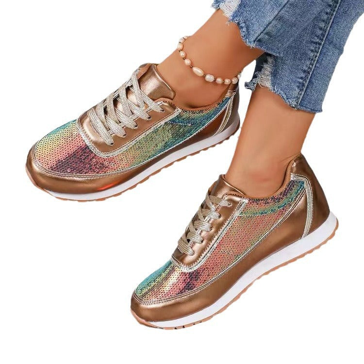 Damen Sneaker mit schimmerndem Obermaterial und rutschfester Sohle