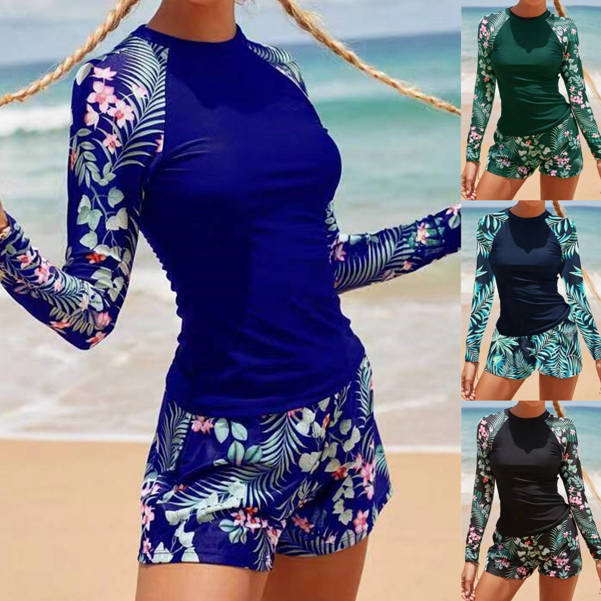 Damen UV-Badeanzug mit langen Ärmeln und Shorts