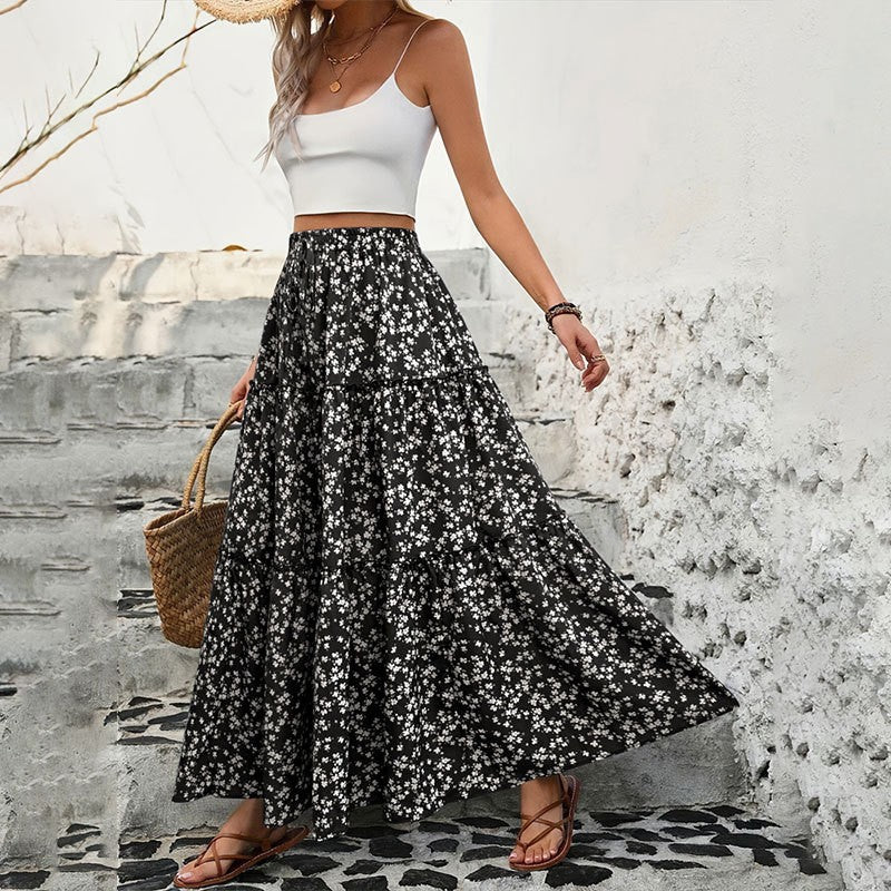 Damen Maxirock mit Blumenmuster