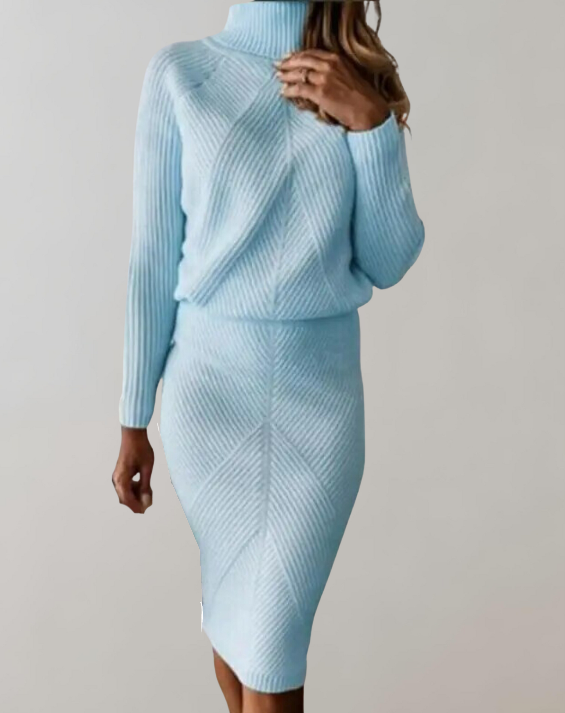 Herbst Zweiteiler: Rollkragenpullover & schmaler Rock