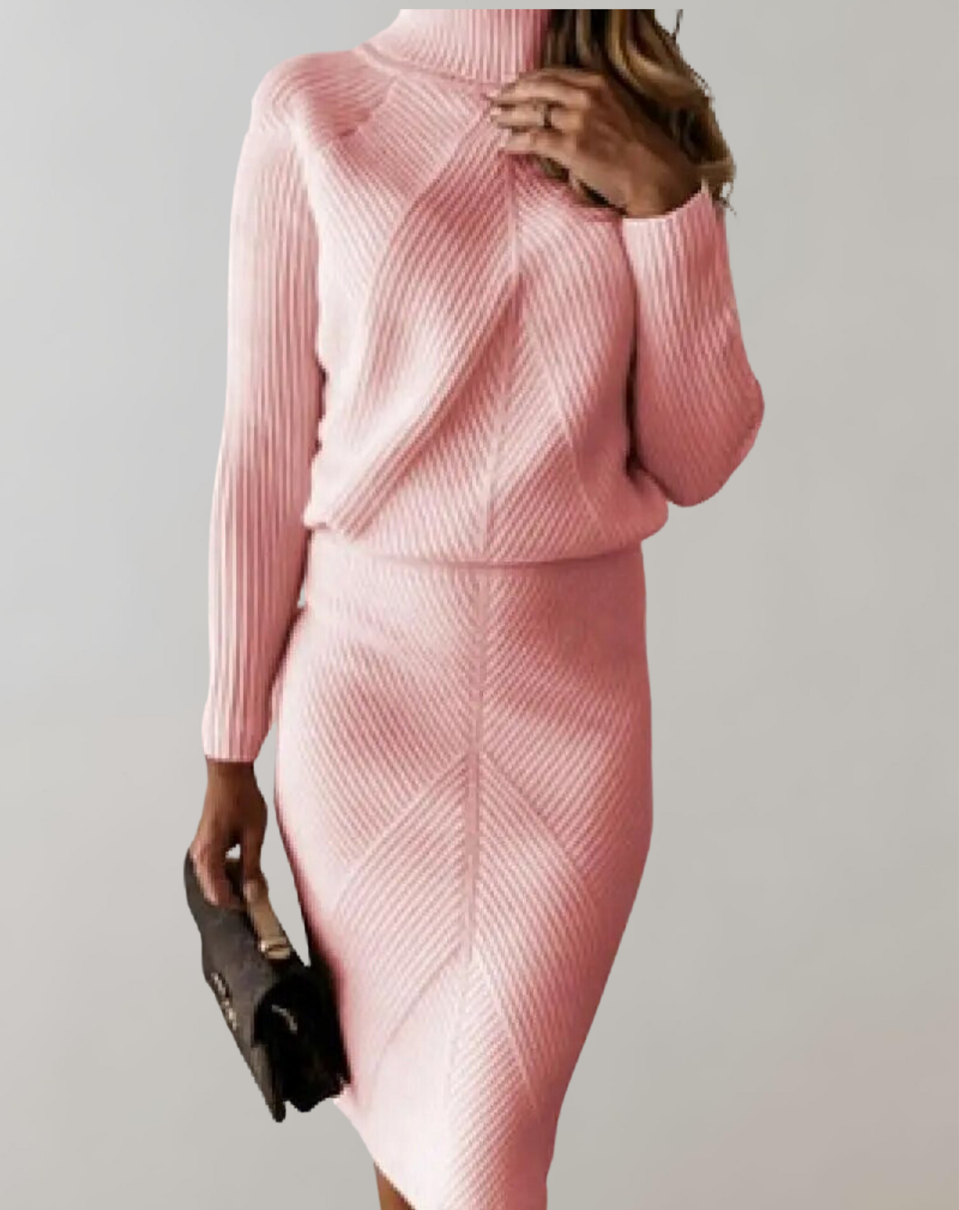 Herbst Zweiteiler: Rollkragenpullover & schmaler Rock
