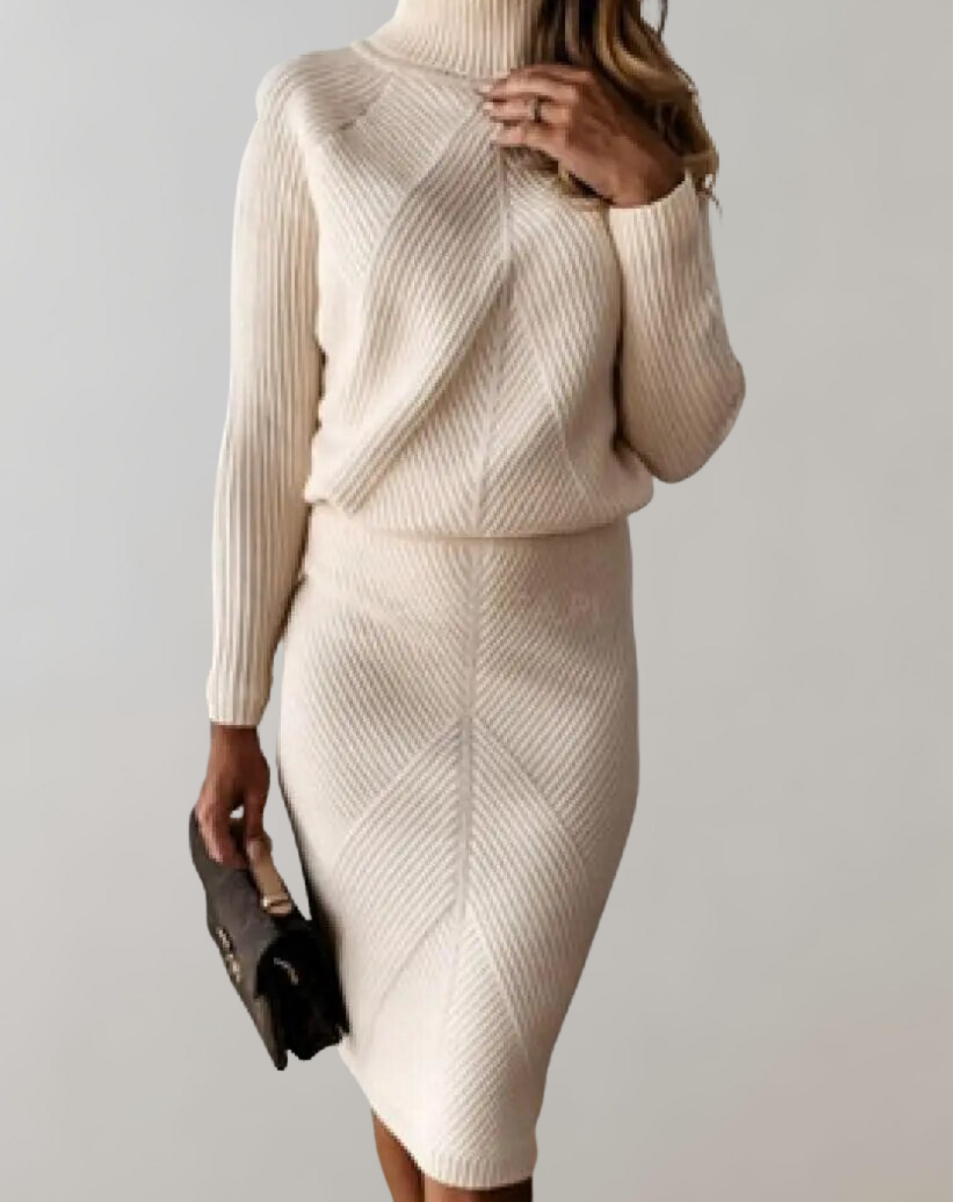 Herbst Zweiteiler: Rollkragenpullover & schmaler Rock