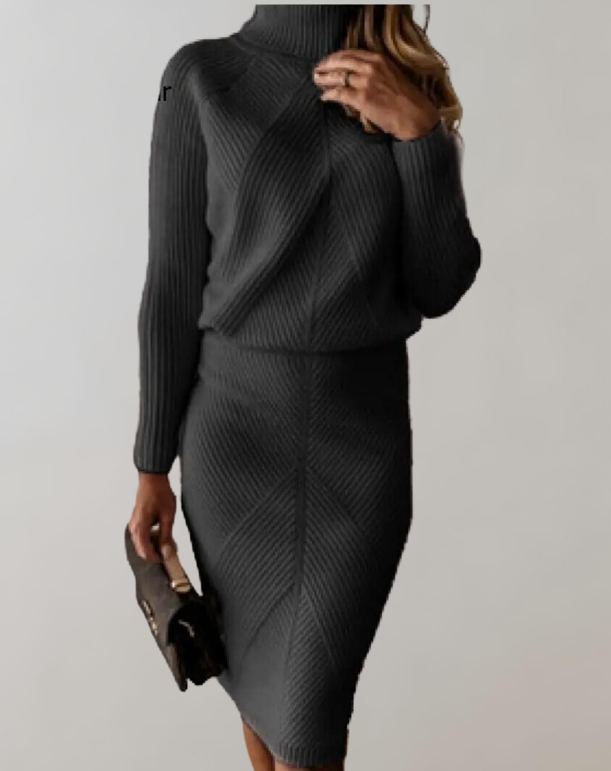 Herbst Zweiteiler: Rollkragenpullover & schmaler Rock