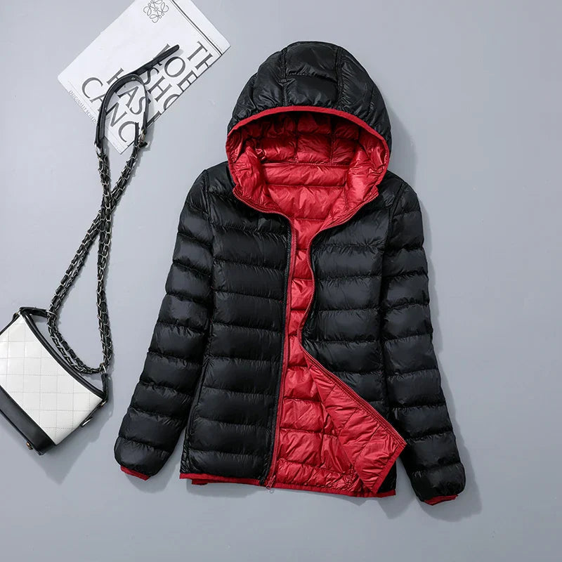 Wende-Daunenjacke: Leichte, warme & figurbetonte Winterjacke