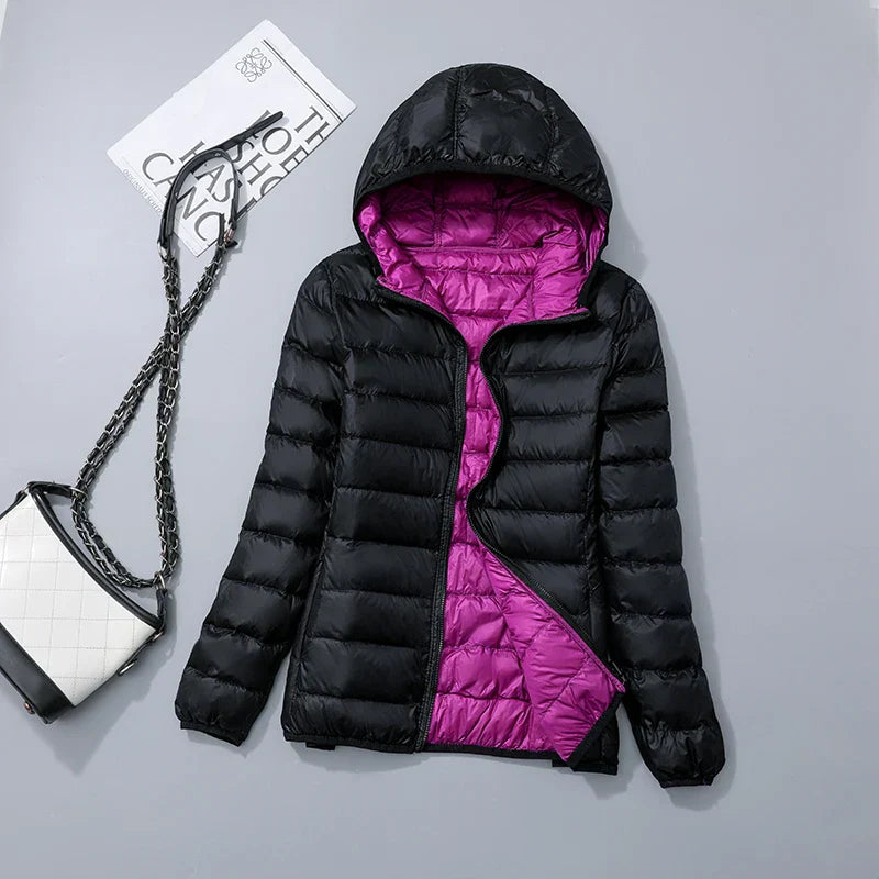 Wende-Daunenjacke: Leichte, warme & figurbetonte Winterjacke