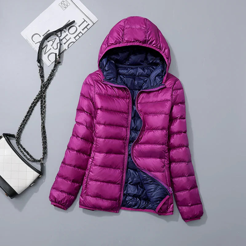 Wende-Daunenjacke: Leichte, warme & figurbetonte Winterjacke