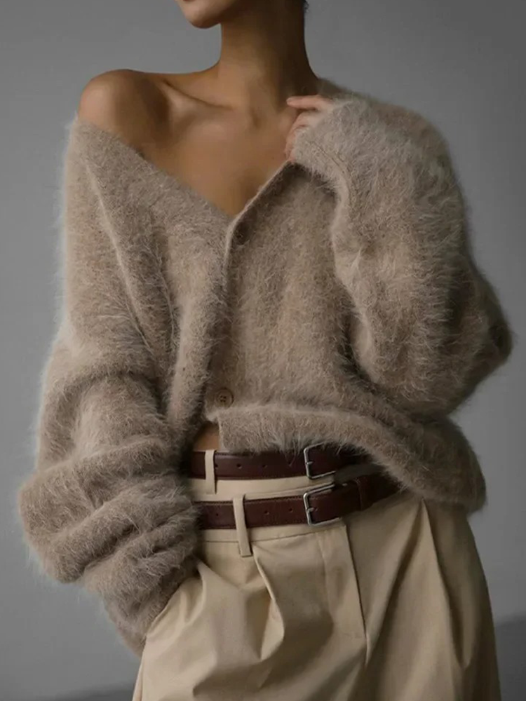 Damen Kaschmir-Cardigan mit Knöpfen