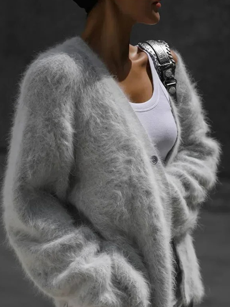 Damen Kaschmir-Cardigan mit Knöpfen