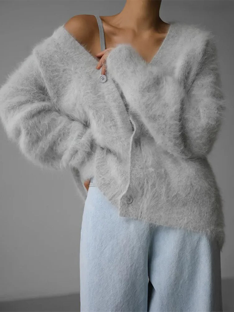 Damen Kaschmir-Cardigan mit Knöpfen