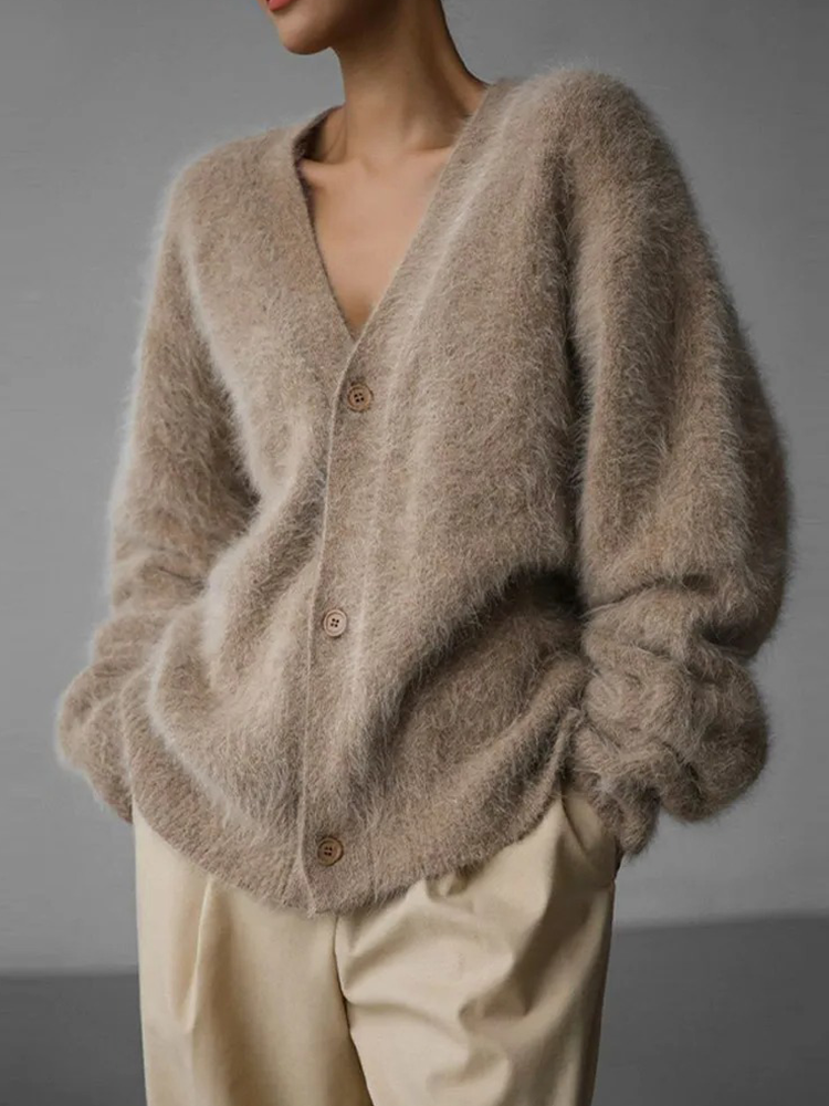 Damen Kaschmir-Cardigan mit Knöpfen