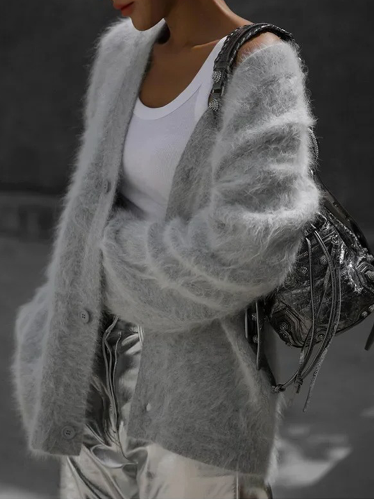 Damen Kaschmir-Cardigan mit Knöpfen