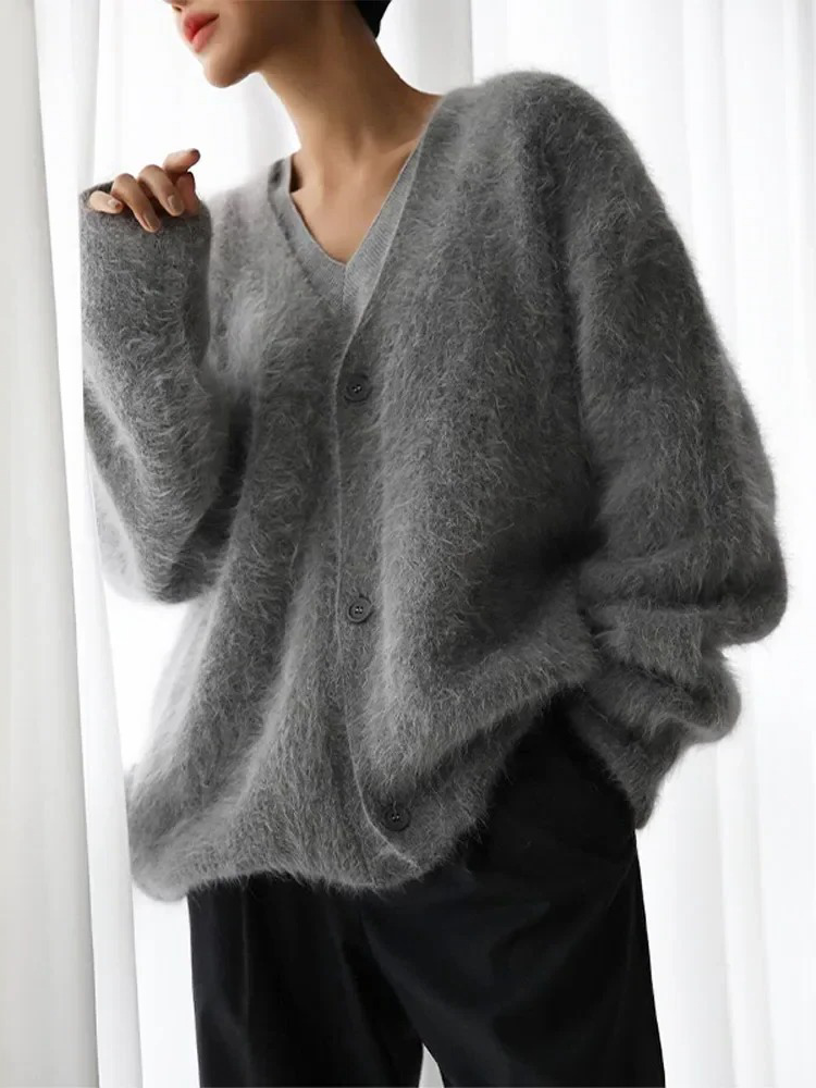 Damen Kaschmir-Cardigan mit Knöpfen