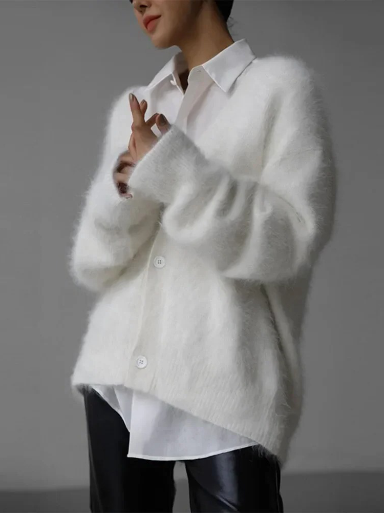 Damen Kaschmir-Cardigan mit Knöpfen