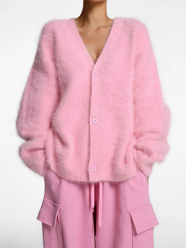 Damen Kaschmir-Cardigan mit Knöpfen