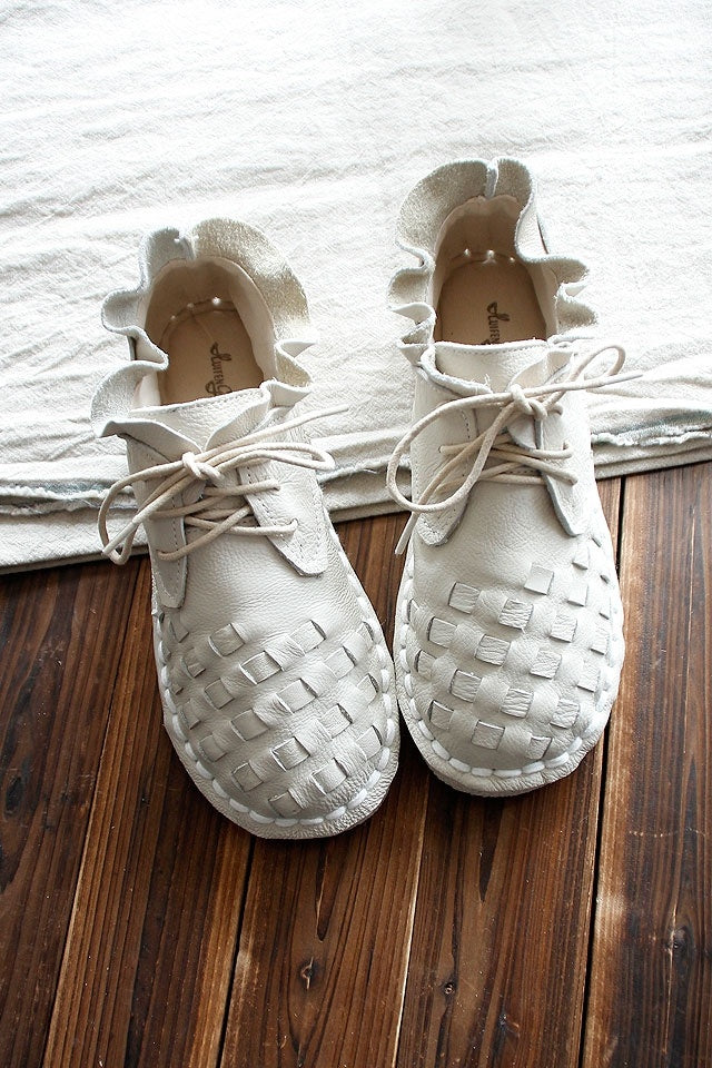 Damen Lederschuhe Retro Design