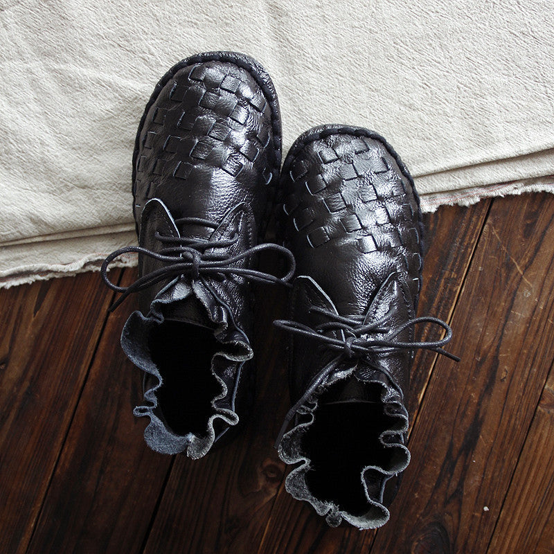 Damen Lederschuhe Retro Design