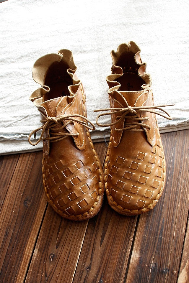 Damen Lederschuhe Retro Design