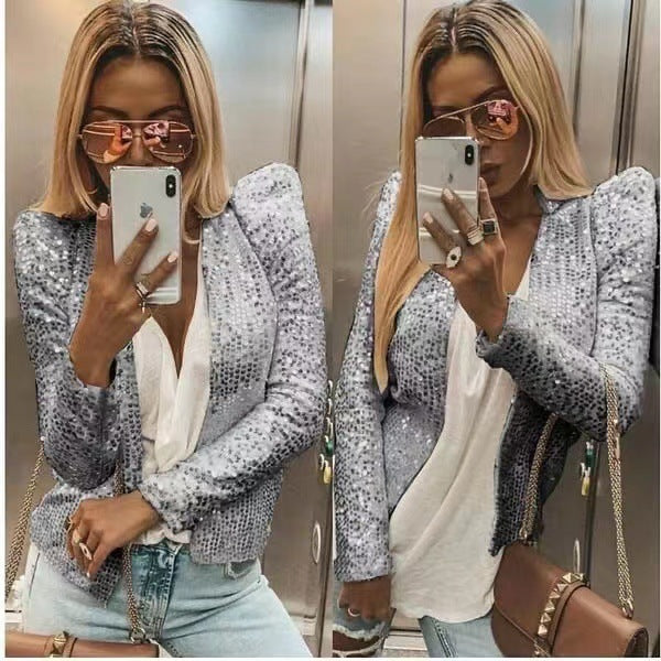 Damen Glitzer-Strickjacke